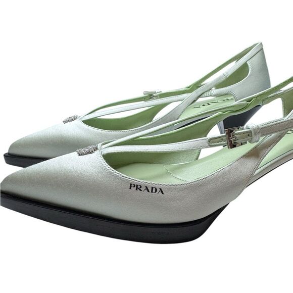 NWT Prada Satin Crisscross Slip On Heels (10) - Picture 8 of 12